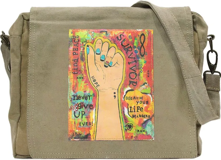 Survivor  Recycled Military Tent Crossbody Bag