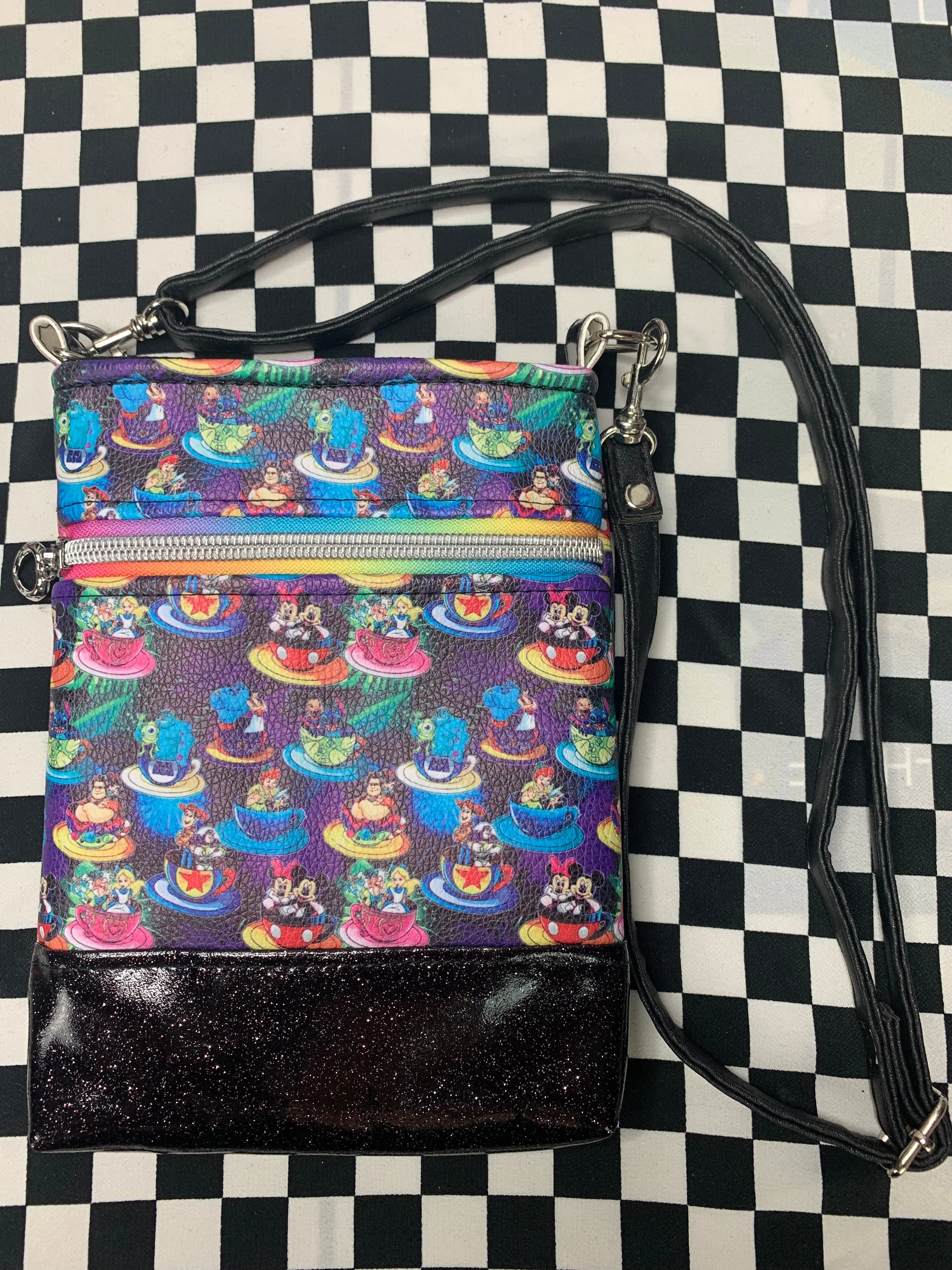 Tea cup characters inspired fan art crossbody bag