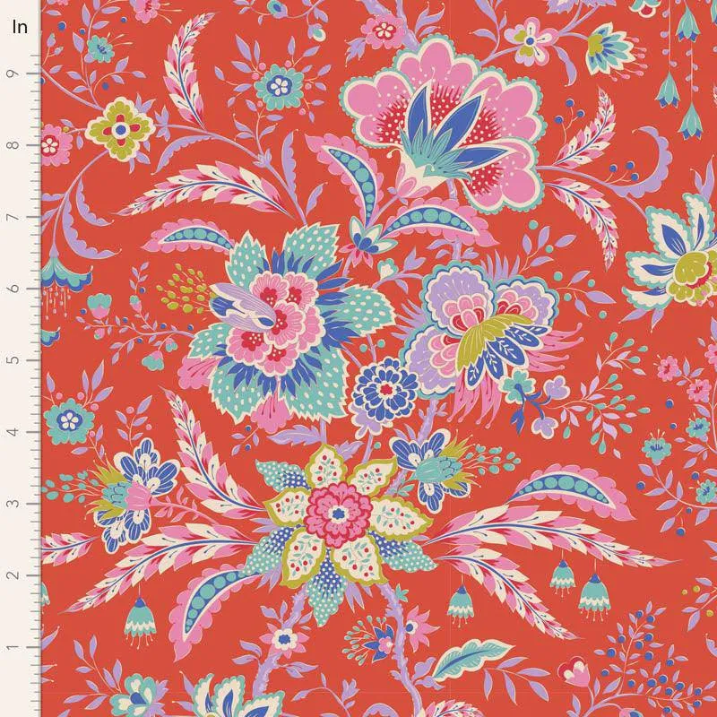 Tilda Bloomsville Fabric | Fat Quarter Pack | Tomato / Plum (5)