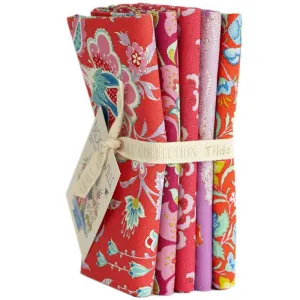 Tilda Bloomsville Fabric | Fat Quarter Pack | Tomato / Plum (5)