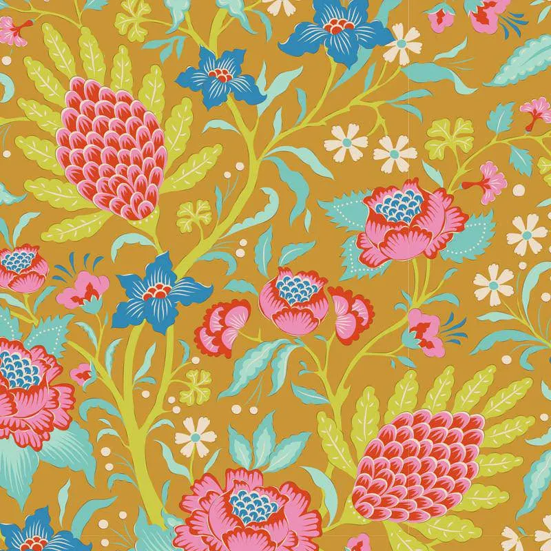 Tilda Bloomsville Fabric | Flowertangle | Mustard