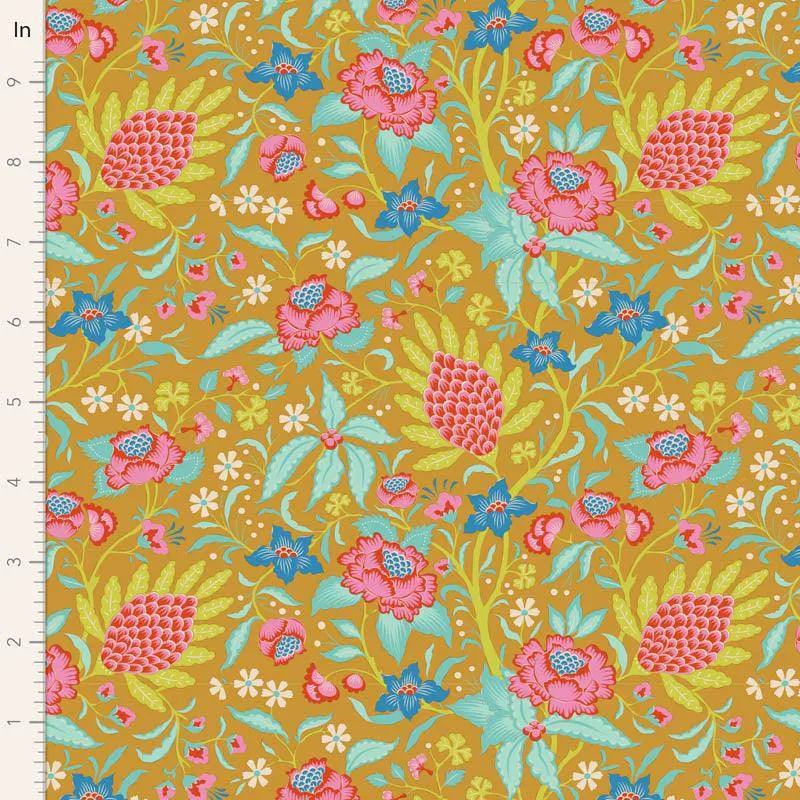 Tilda Bloomsville Fabric | Flowertangle | Mustard