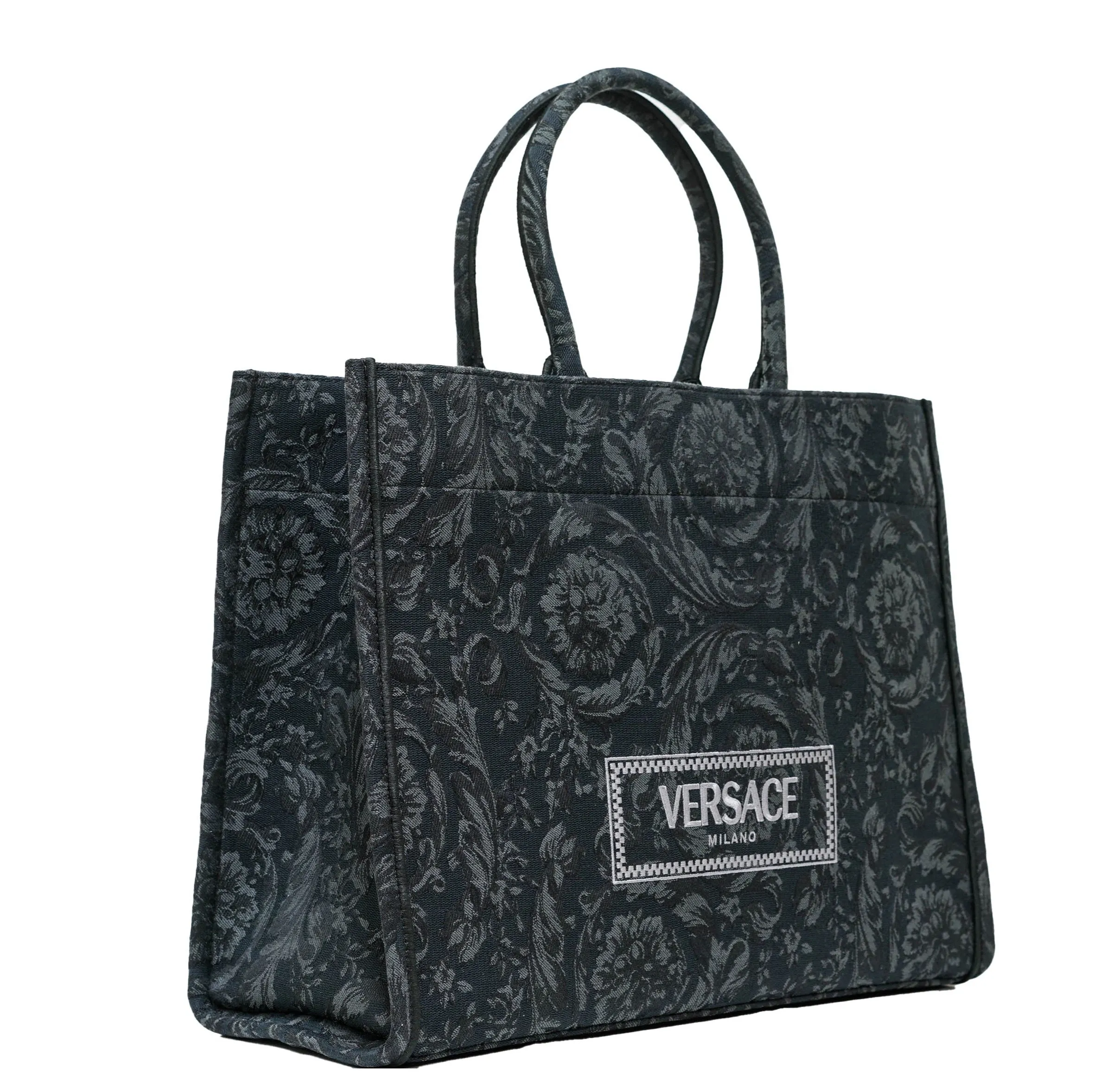 Versace Black & Gold Extra Large Embroidery Jacquard Barocco Tote Bag 1013152 30% OFF