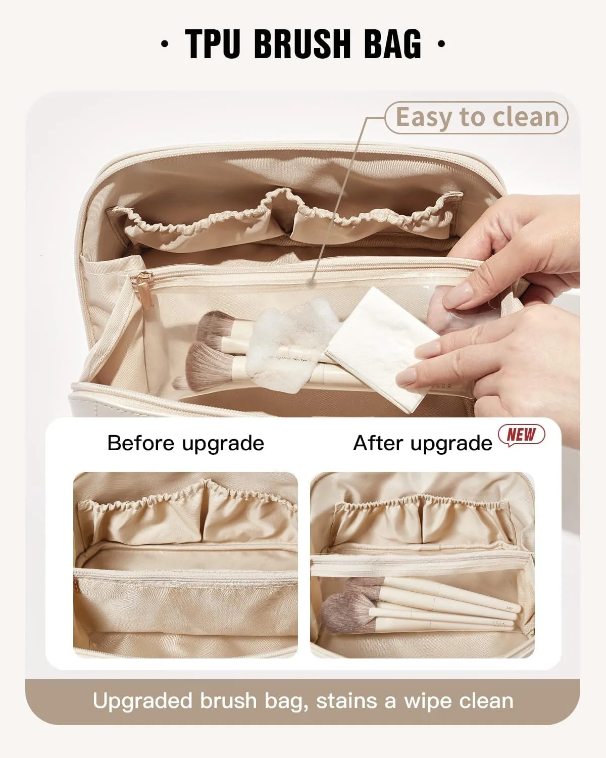 Waterproof Travel Makeup Toiletry Bag for Women with Divider & Handle