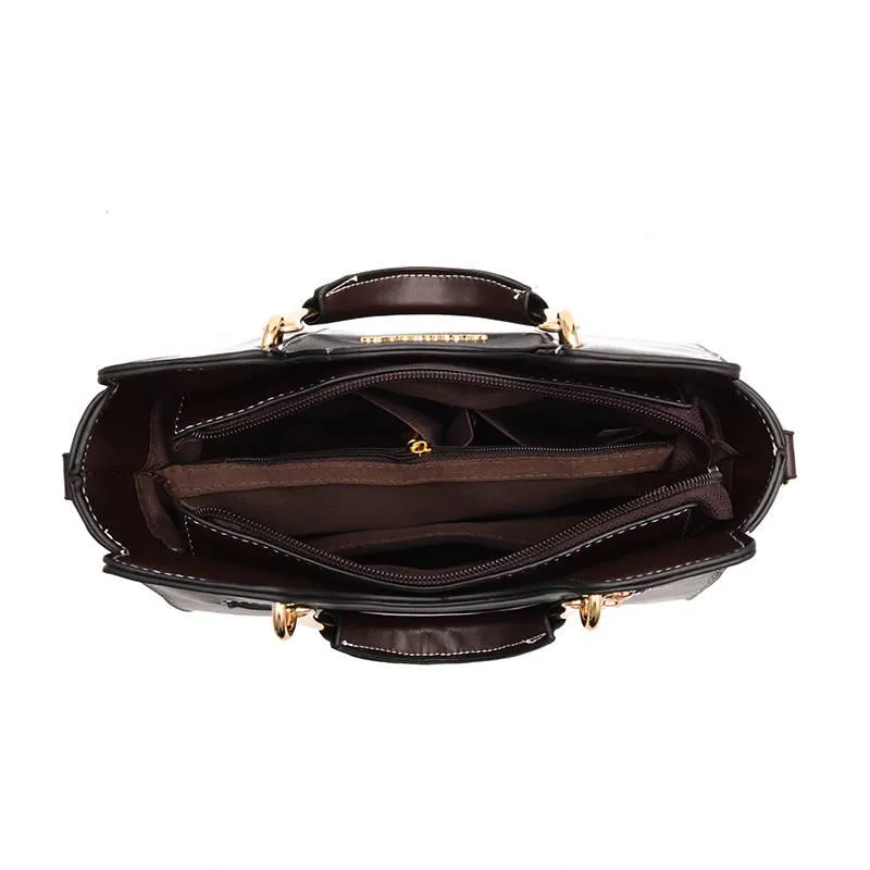 Wild Crossbody Bag Women Black Leather Anti-theft Multi-function Large Capacity Shoulder Bag Tote