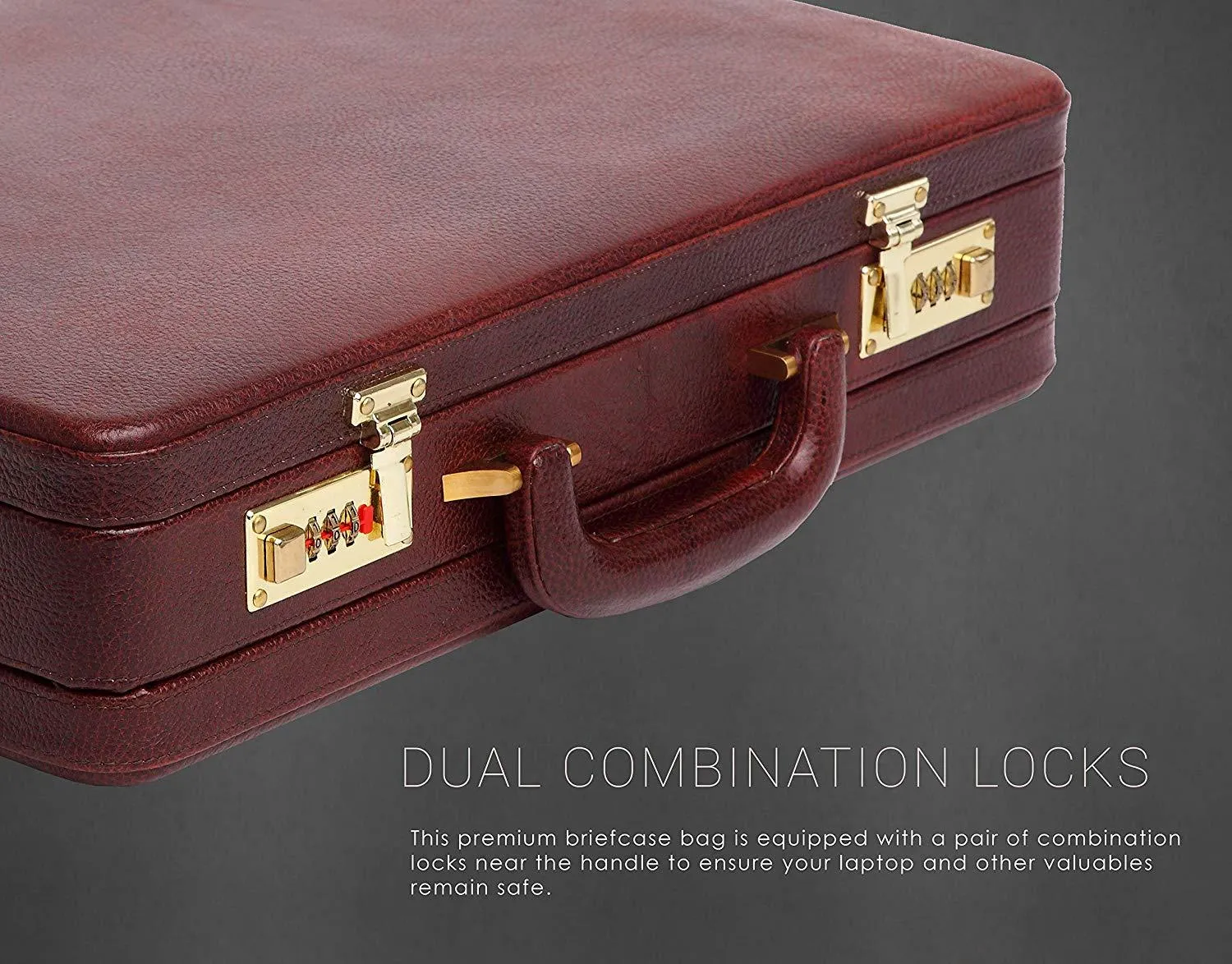 WildHorn® 100% Genuine Leather Premium Briefcase Attache Bag|Office|Meeting (Dimension : 17 x 12.5 x 4 Inch)