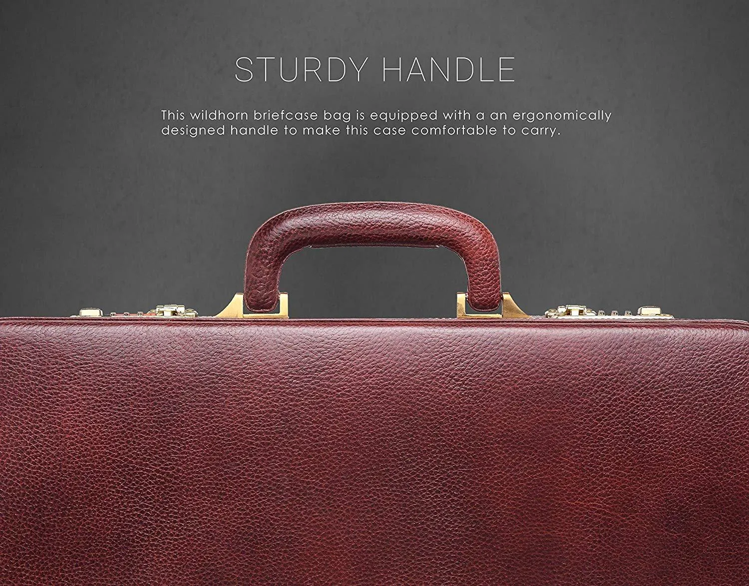 WildHorn® 100% Genuine Leather Premium Briefcase Attache Bag|Office|Meeting (Dimension : 17 x 12.5 x 4 Inch)