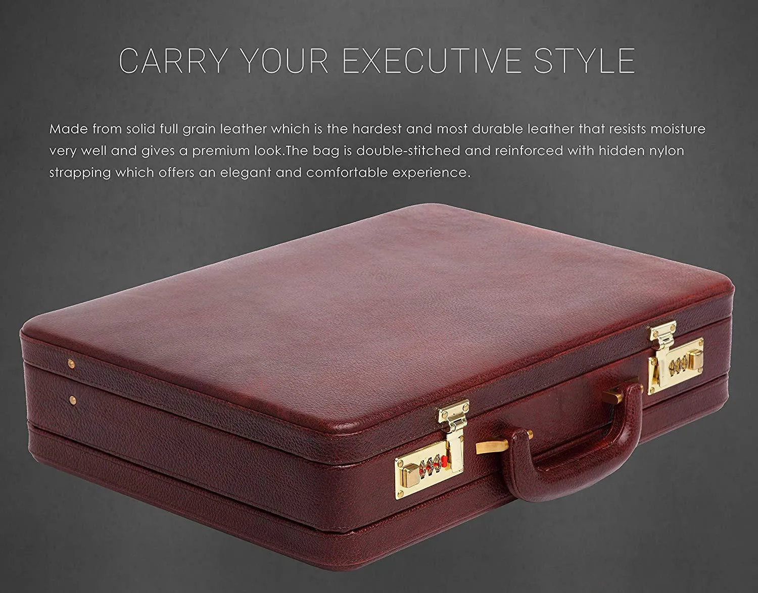 WildHorn® 100% Genuine Leather Premium Briefcase Attache Bag|Office|Meeting (Dimension : 17 x 12.5 x 4 Inch)