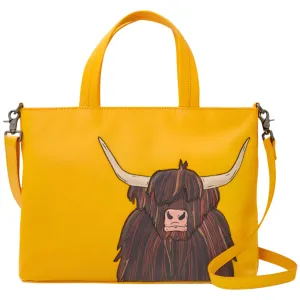 Yoshi Highland Cow Yellow Leather Grab Bag