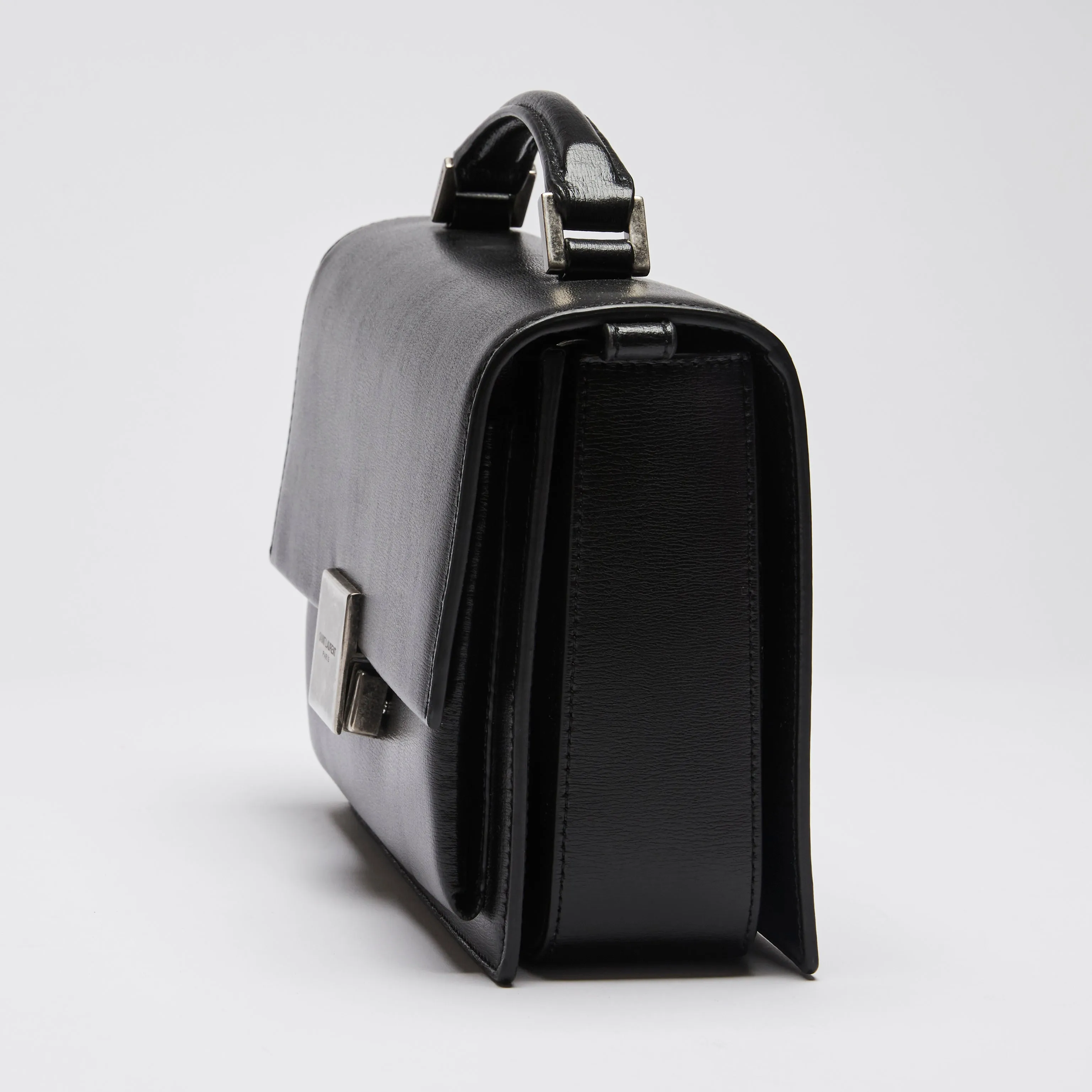 YSL Black Leather Bellechasse Top Handle Bag