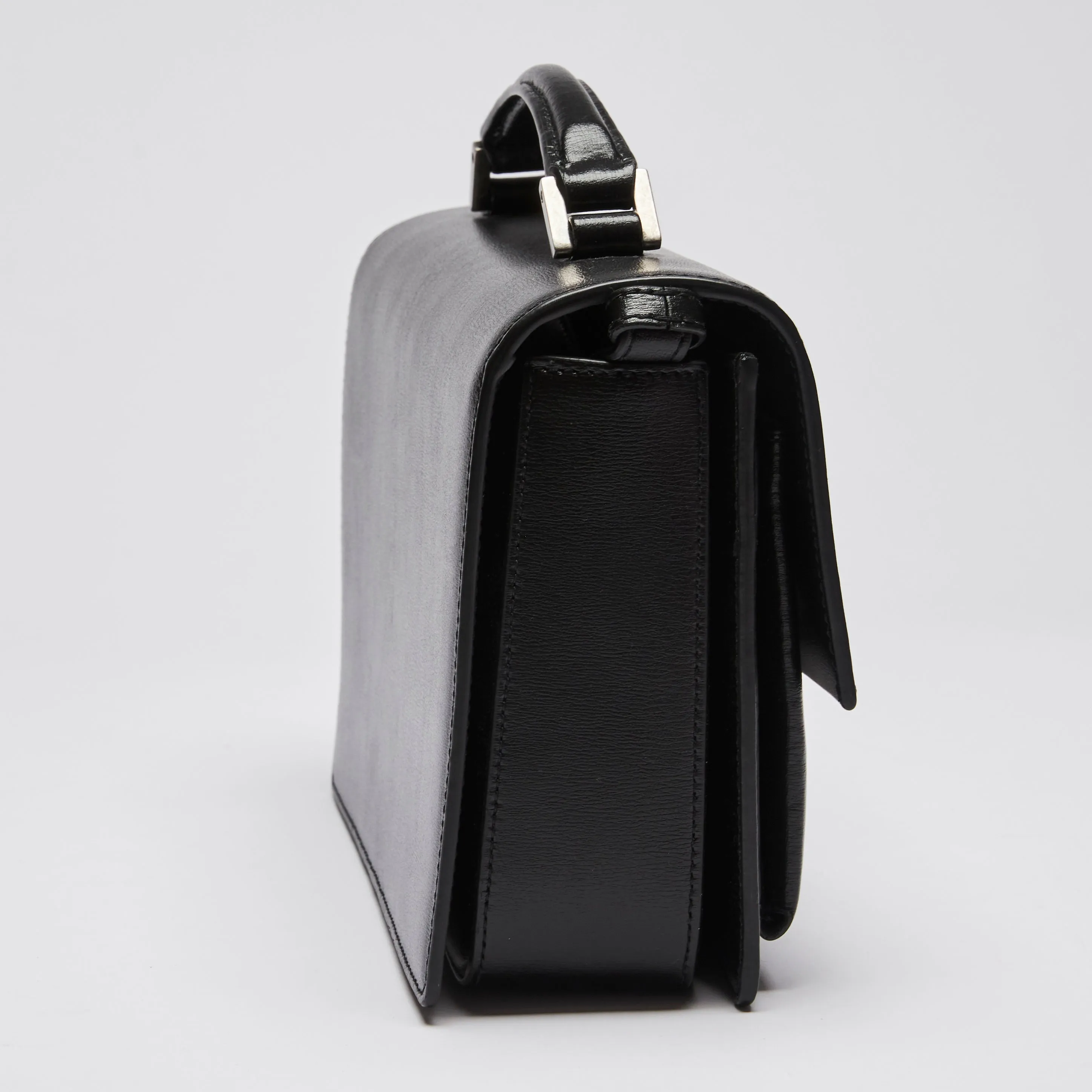 YSL Black Leather Bellechasse Top Handle Bag