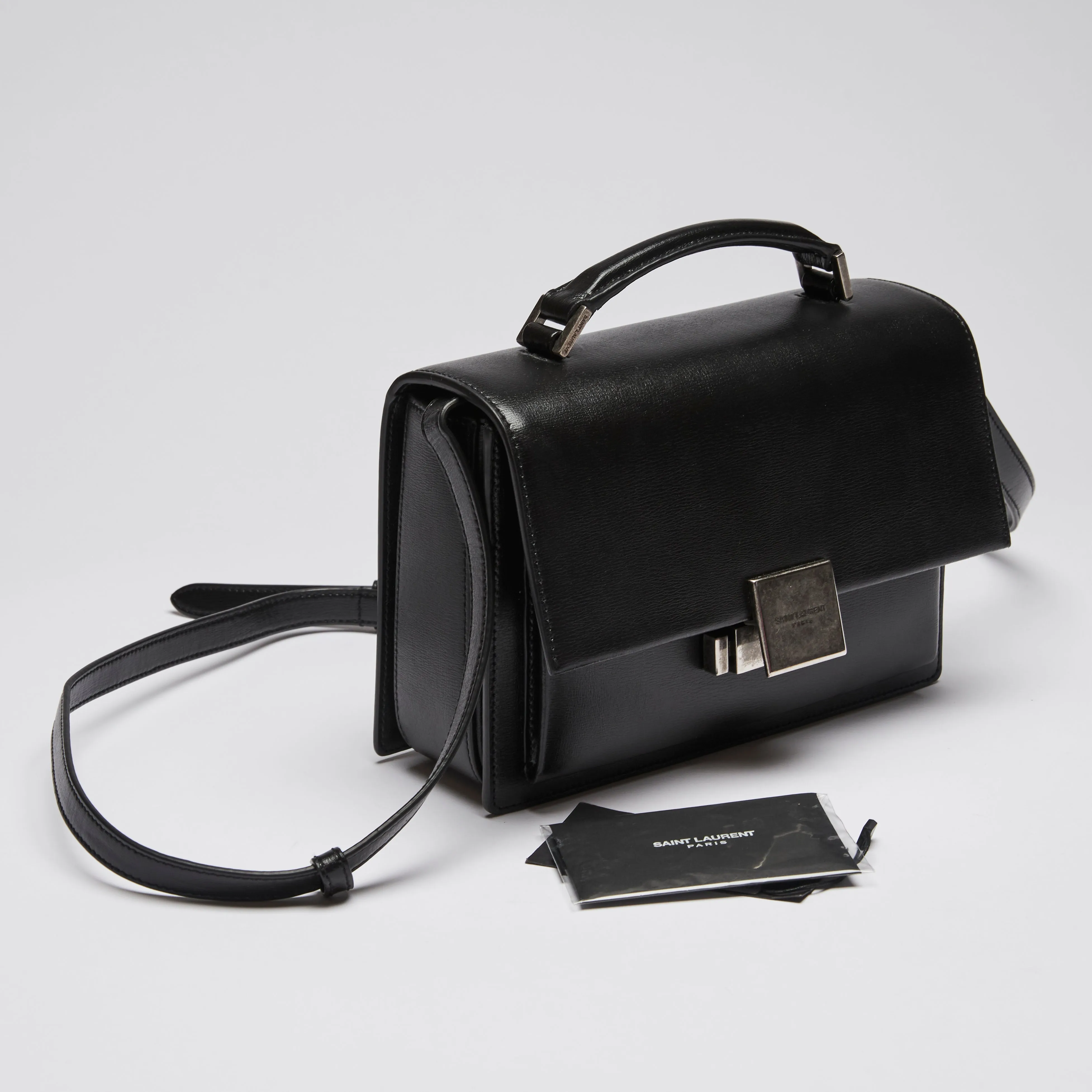YSL Black Leather Bellechasse Top Handle Bag