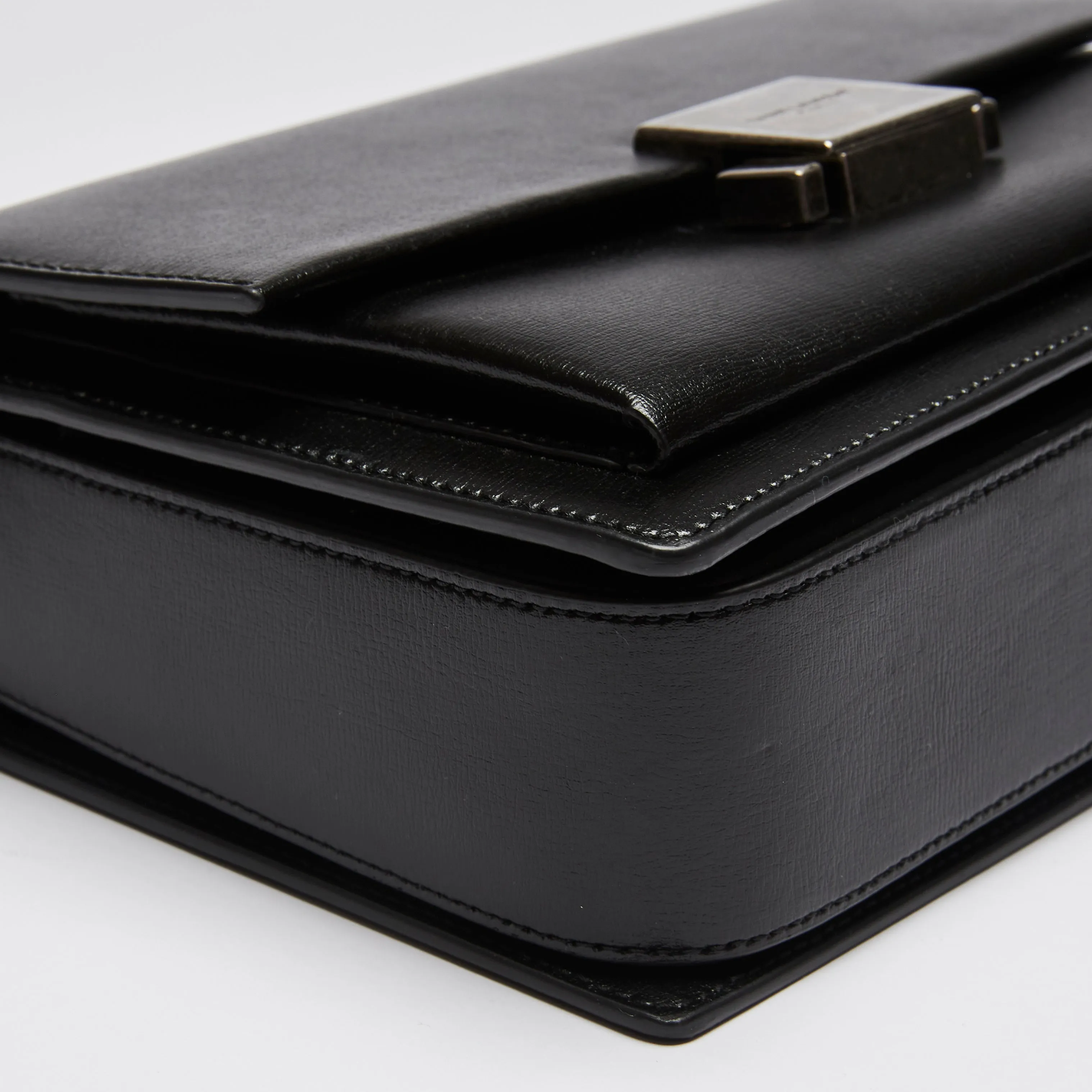 YSL Black Leather Bellechasse Top Handle Bag