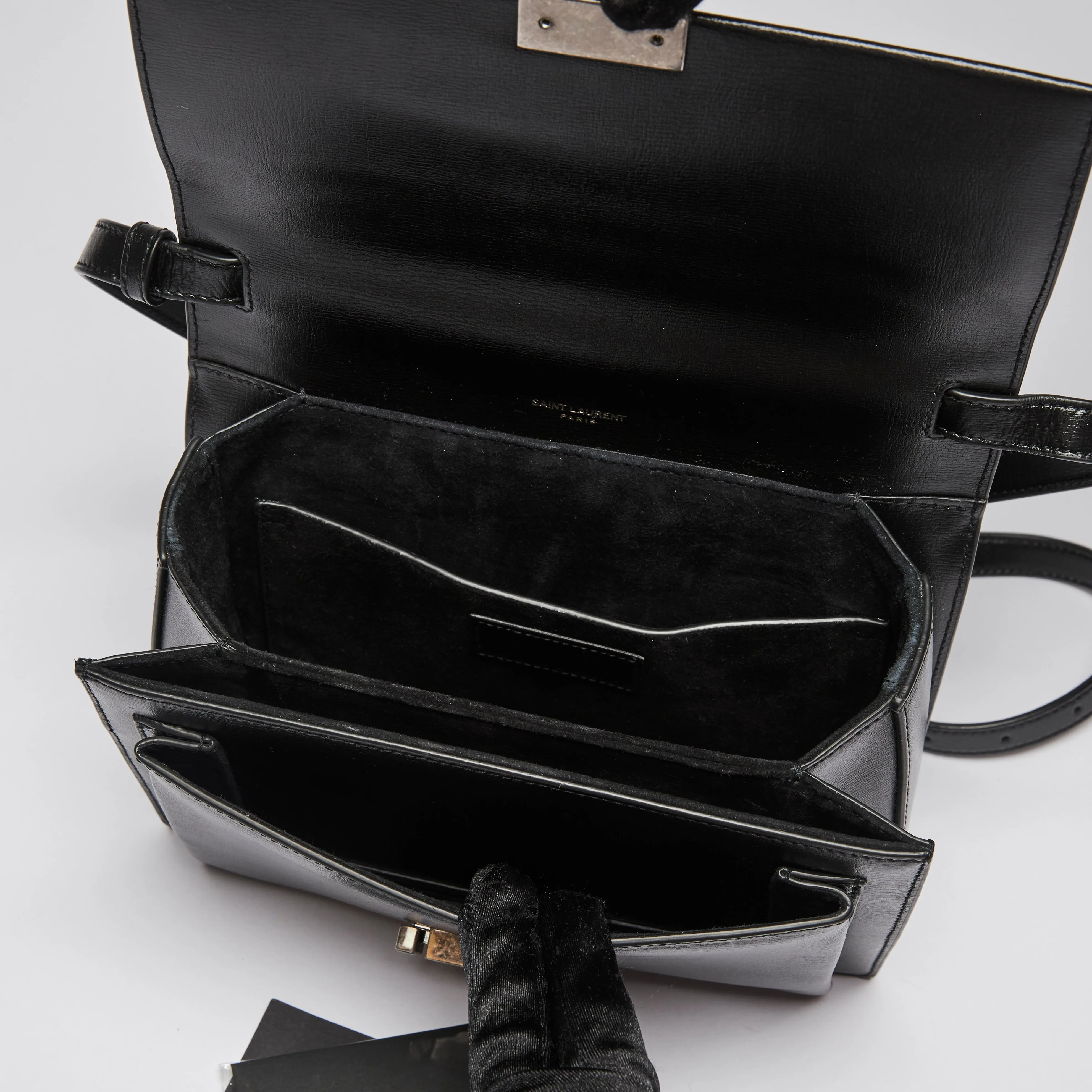 YSL Black Leather Bellechasse Top Handle Bag